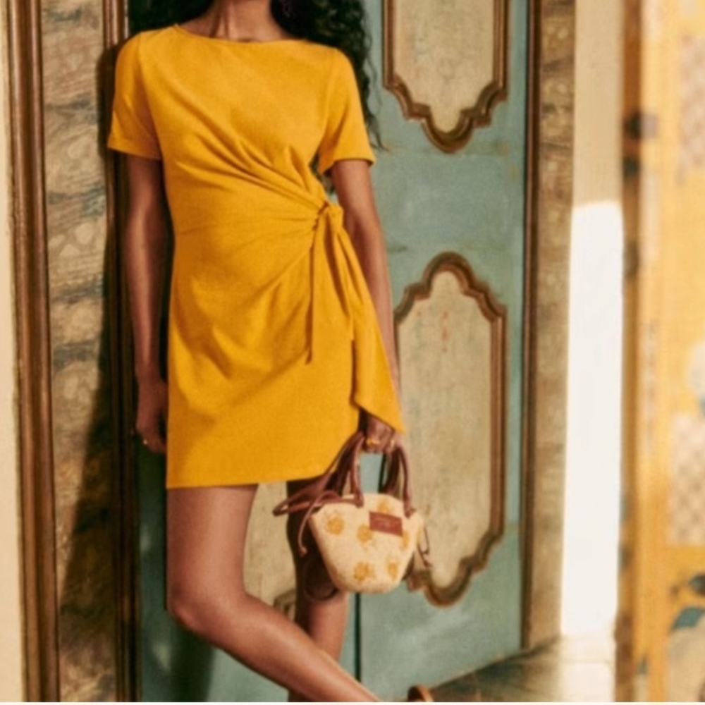 Sezane Pippa Short Dress Yellow Size M